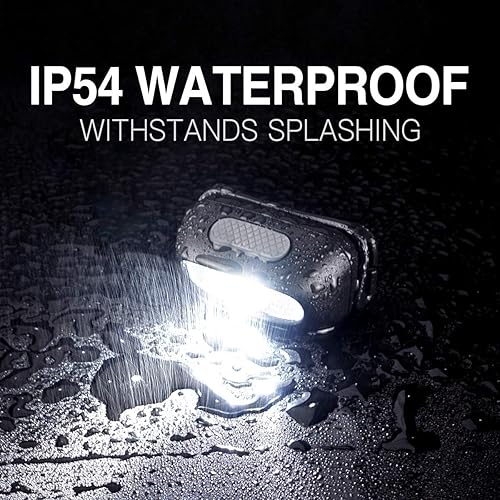 Miniatura 5 de Paquete de 3 faros recargables, lámpara de cabeza ultra brillante de 500 lúmenes, 5 modos de iluminación con luz roja, IPX4 impermeable con correa