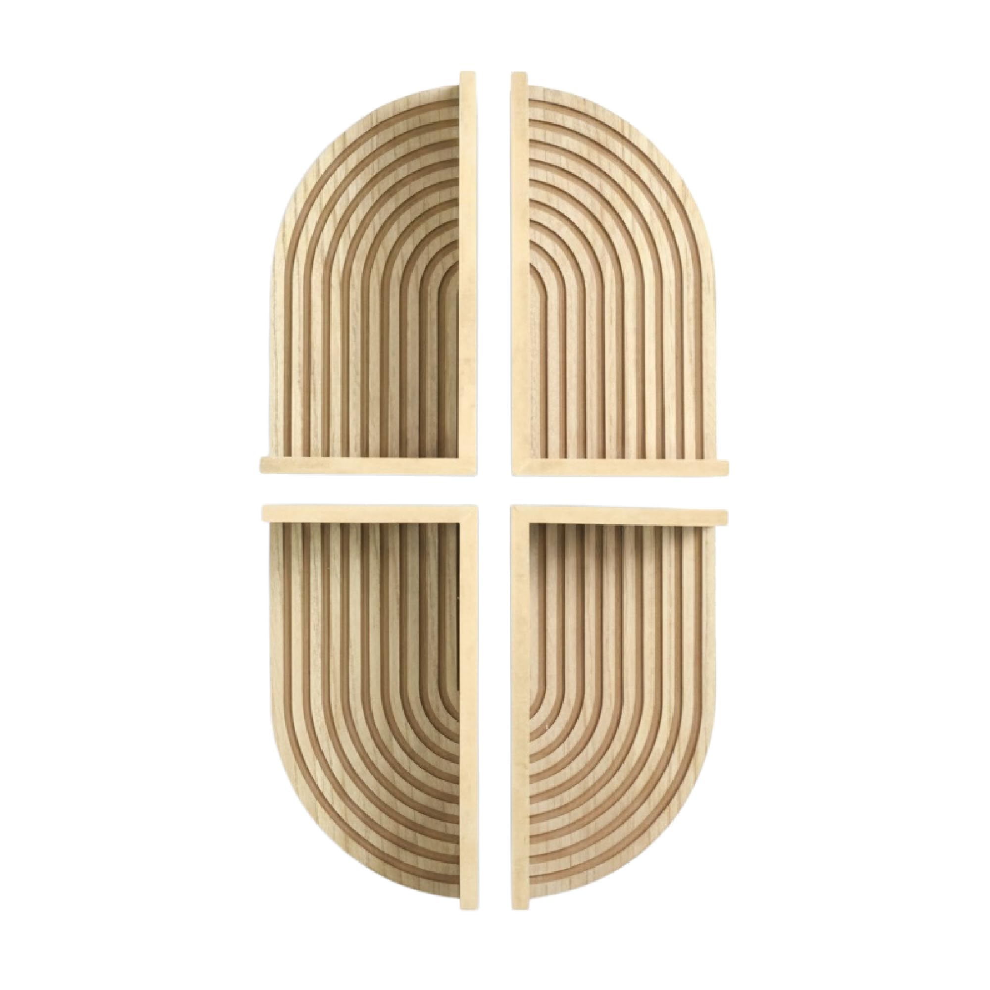 Floating Shelves for Wall - Beige Natural Boho Arched Lunar Ledges Wall Shelf, Wood 4 Piece Floating Display Shelf, Modular Arch Bookshelf for Bedroom, Bathroom, Kitchen &amp; Living Room Décor