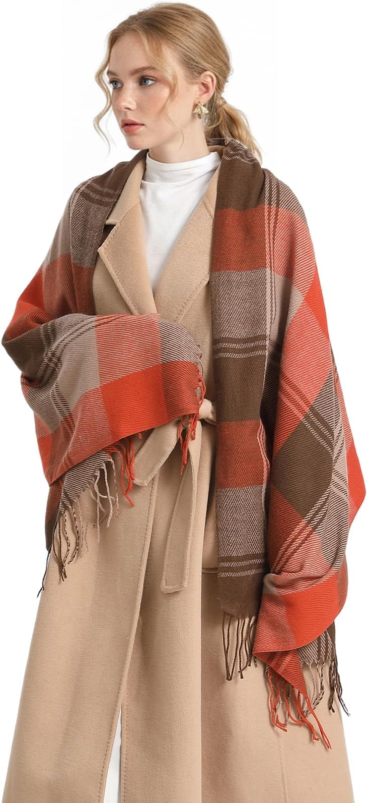 Ladies Scarf Gifts for Women Mum Tartan Winter Wrap Shawl Scarf for Women UK