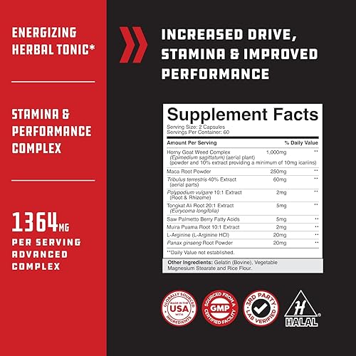 Miniatura 2 de Potenciador de testosterona extra fuerte para hombres  Suplemento de testosterona a base de hierbas para hombres con hierba de cabra cachonda raíz