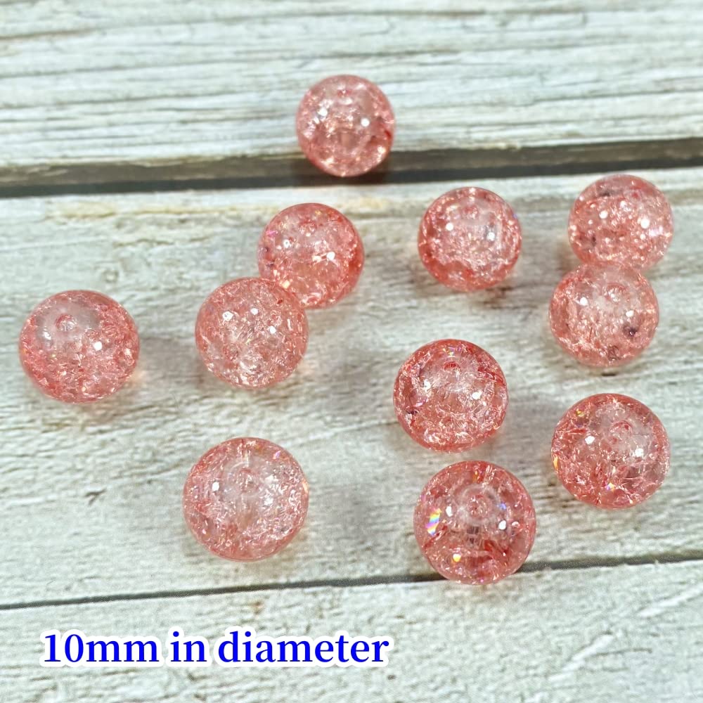100 perline in vetro craquelé, 10 mm, perline rotonde in vetro cristallo, per la creazione di gioielli, perline distanziatrici rotonde in vetro, perline sfuse per collane, bracciali, orecchini,