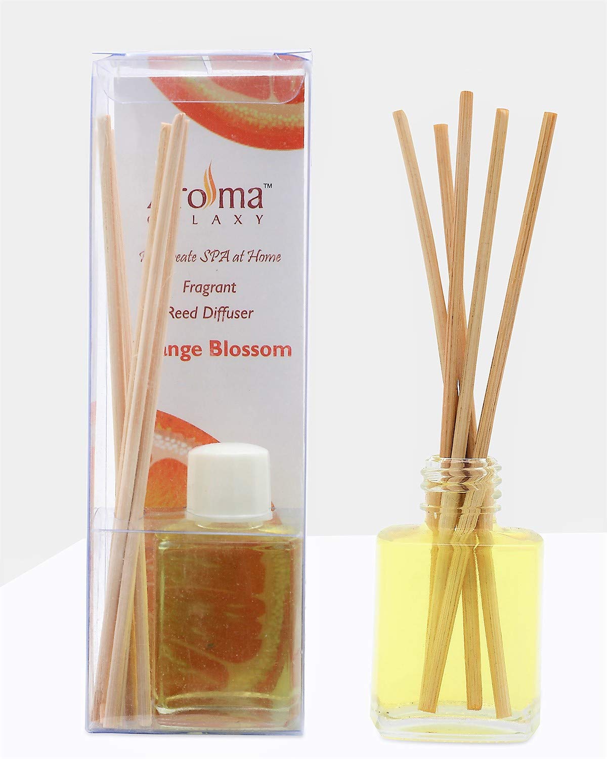 Orange Blossom Reed Diffuser | Long-Lasting Natural Fragrance for Home, Office & Bathroom | Room Freshener with Reed Sticks | Spa-Like Aromatherapy Experience - 30ml with 6 Reed Sticks