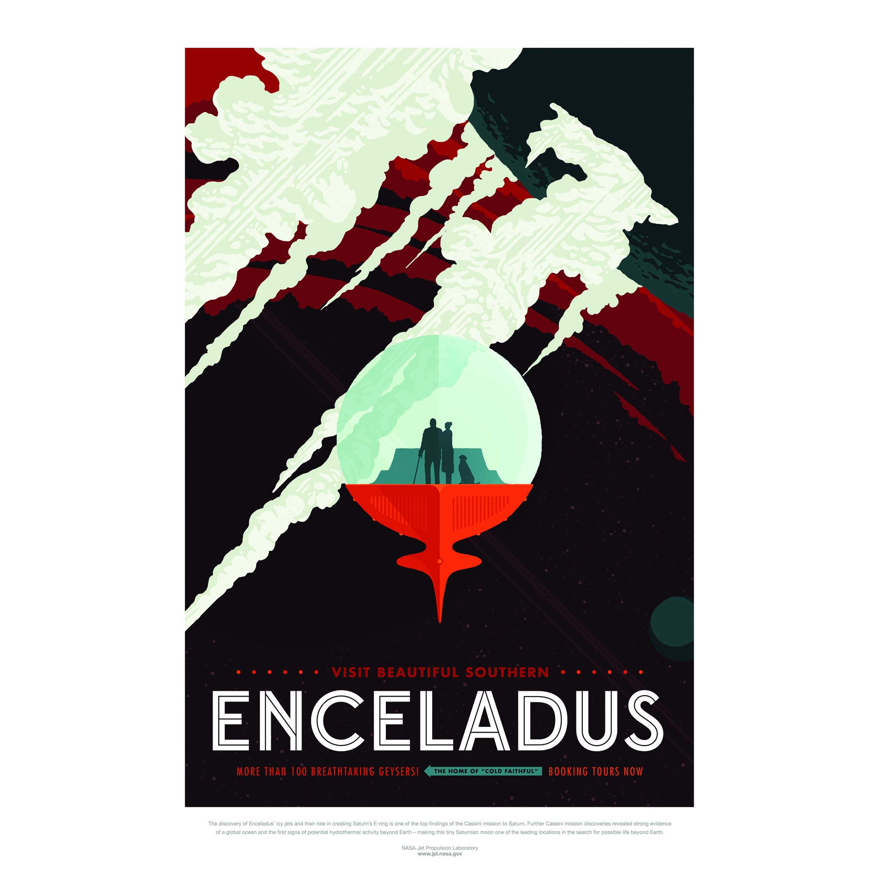Wee Blue Coo NASA POSTER SPACE TRAVEL ADVERT SOUTHERN ENCELADUS ADVERT ART PRINT
