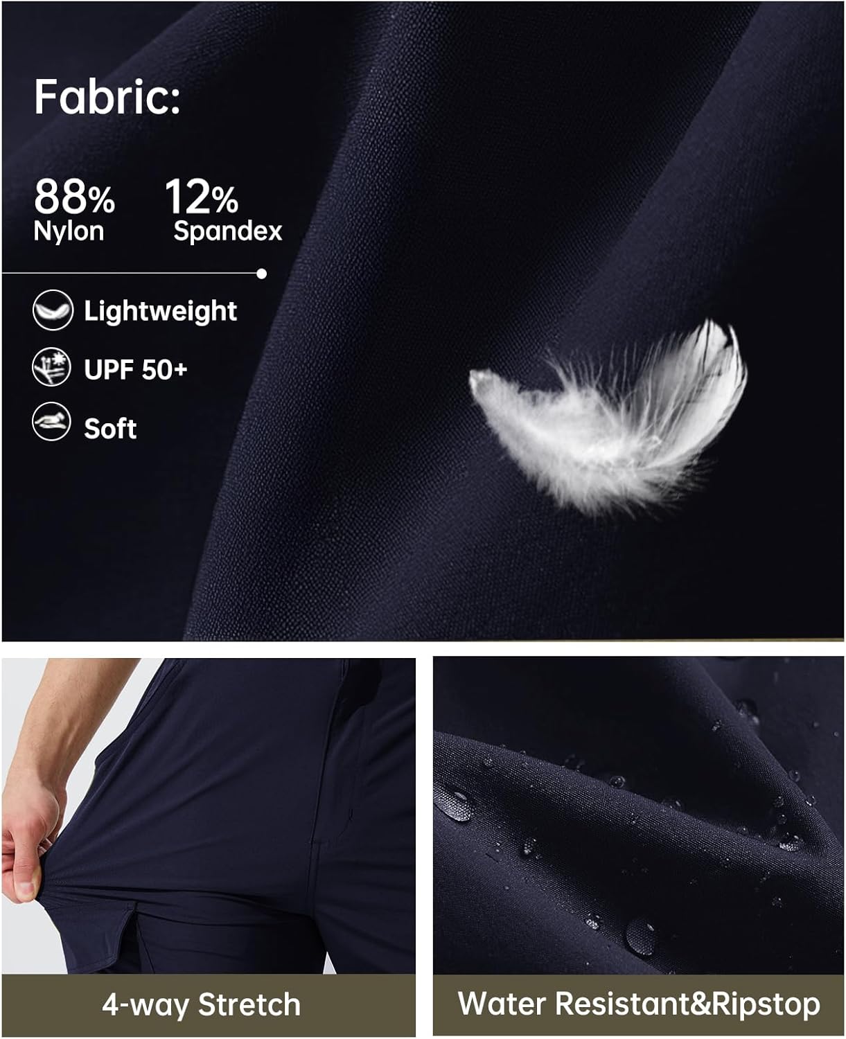 Men's Cargo Hiking Work Pants with 6 Pockets Lightweight Water Resistant Quick Dry Tactical Pants - Image 5