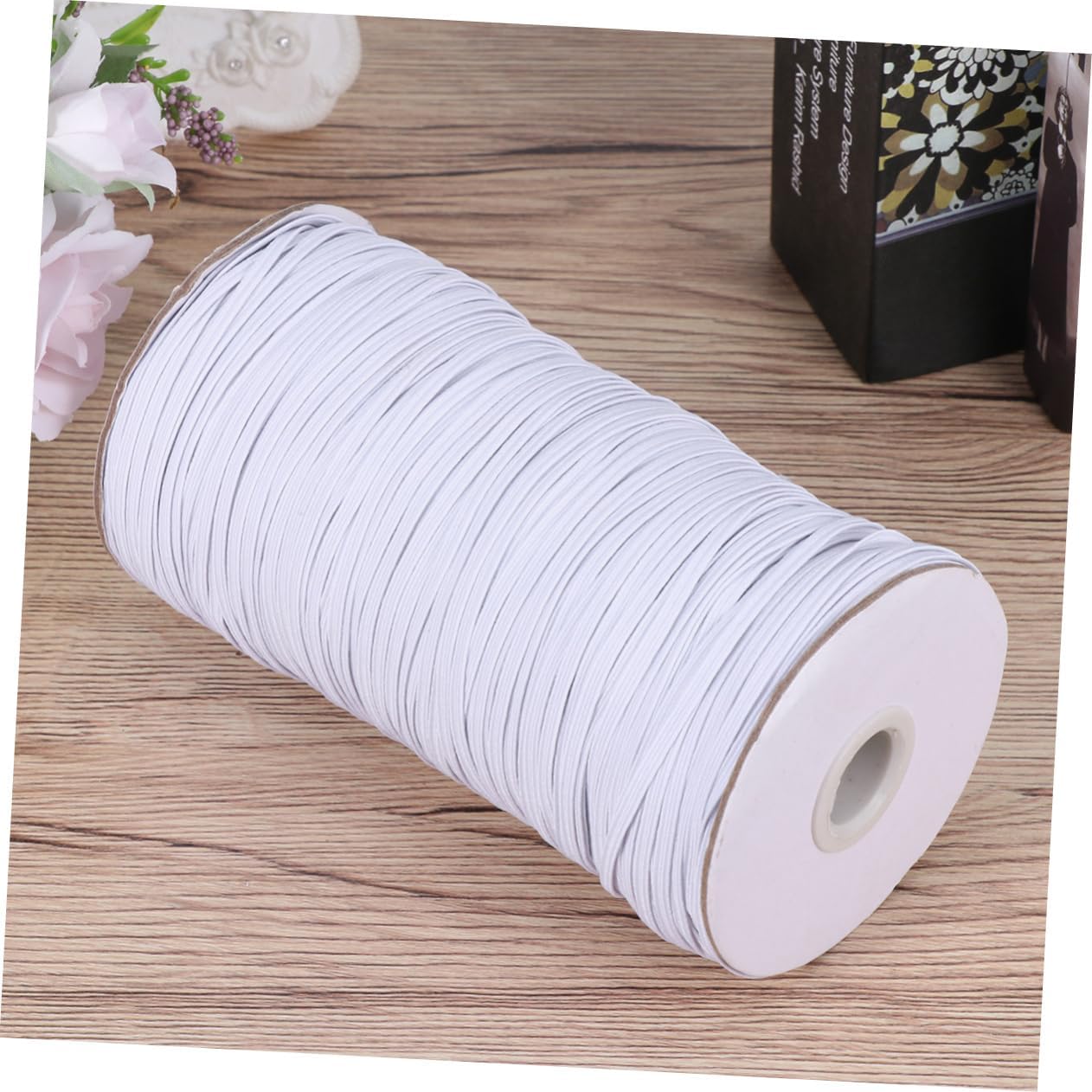 Elastic Band Roll for Clothing Accessories 3mm White Polyester Stretch Belt for Sewing and Crafting for Cuffs Waistbands and Shoelaces 180m Length