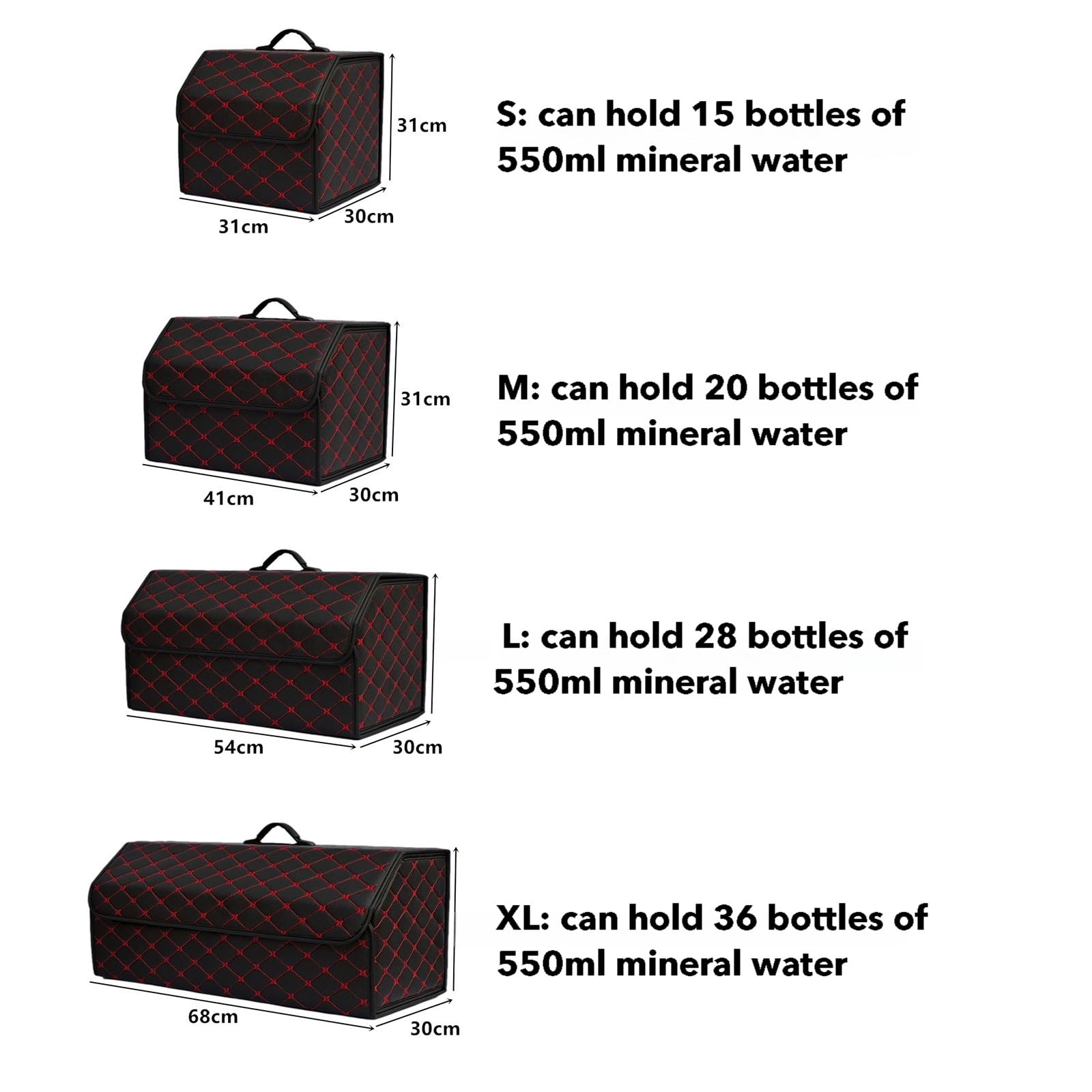 Organizzatore Bagagliaio Auto, per Volvo XC40 XC90 XC60 Organizer Pelle Pieghevole Salvaspazio Contenitore Portaoggetti Impermeabile,B-S