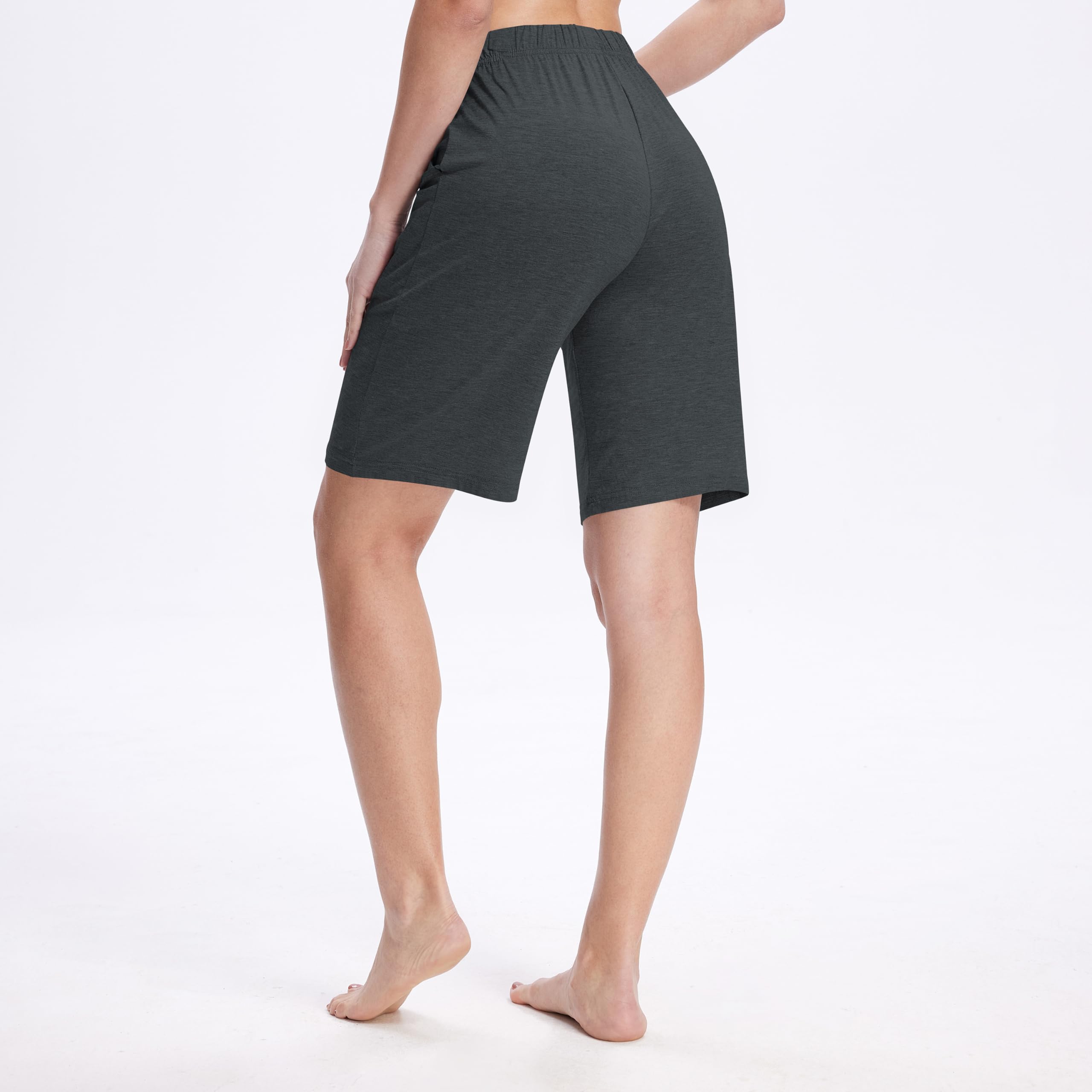 MoFiz Femme Bas de Pyjama Shorts au Genou d'Été Doux Pantalon Court de Nuit Maison Dormir avec Poches