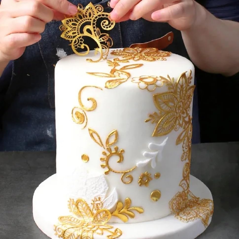 Miniatura 6 de Molde de encaje de flores y hojas, moldes de encaje de fondant, moldes de encaje de silicona para decoración de pasteles de boda, molde de arcilla,