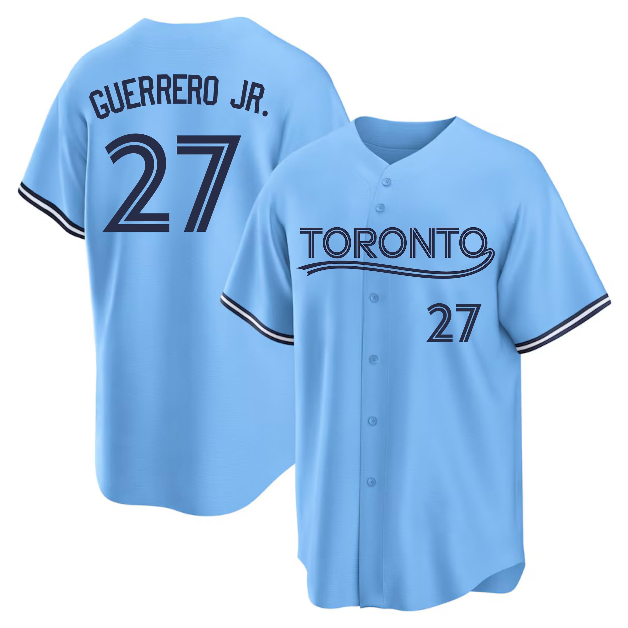 Photo 1 of M. Custom Mens/Women/Youth Toronto Blue-1 Vladimir Guerrero Jr. Baseball Stitched T-Shirt for Sports Fan