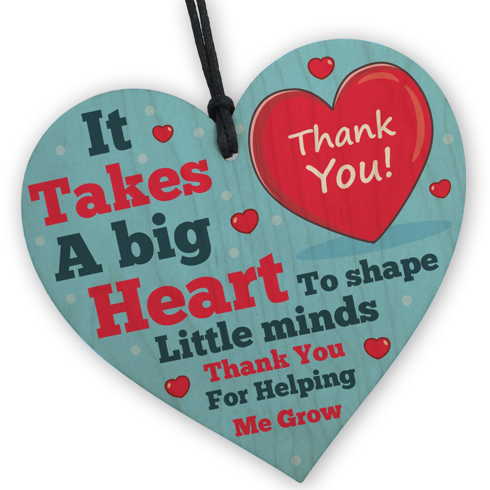 Red Ocean Teacher Wood Heart Gift - Thank You Gifts for School Teacher, TA, Nursery, Leaving - Gifts for Teachers, Teaching Assistants, Nursery Teachers - Appreciation Gifts