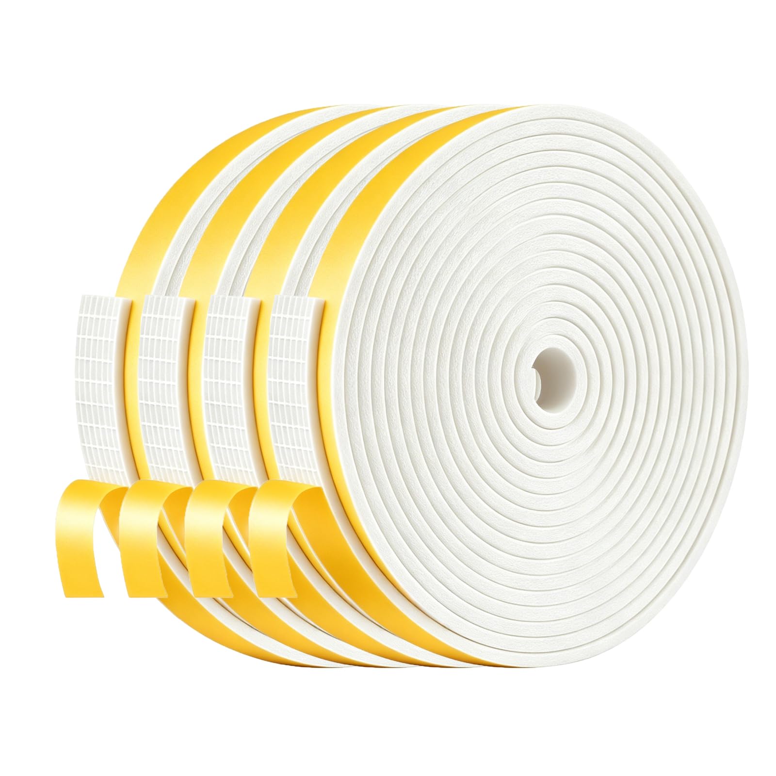 Draught Excluder for Doors,Draft Excluder for Windows,High Density CR,Strong Adhesive,Soundproof,Foam Tape for Door,Window(White,12mm x 3mm x 16M)