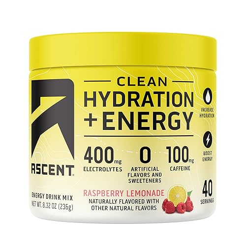 Ascent Clean Hydration + Energy Electrolytes Powder - 100mg Caffeine,