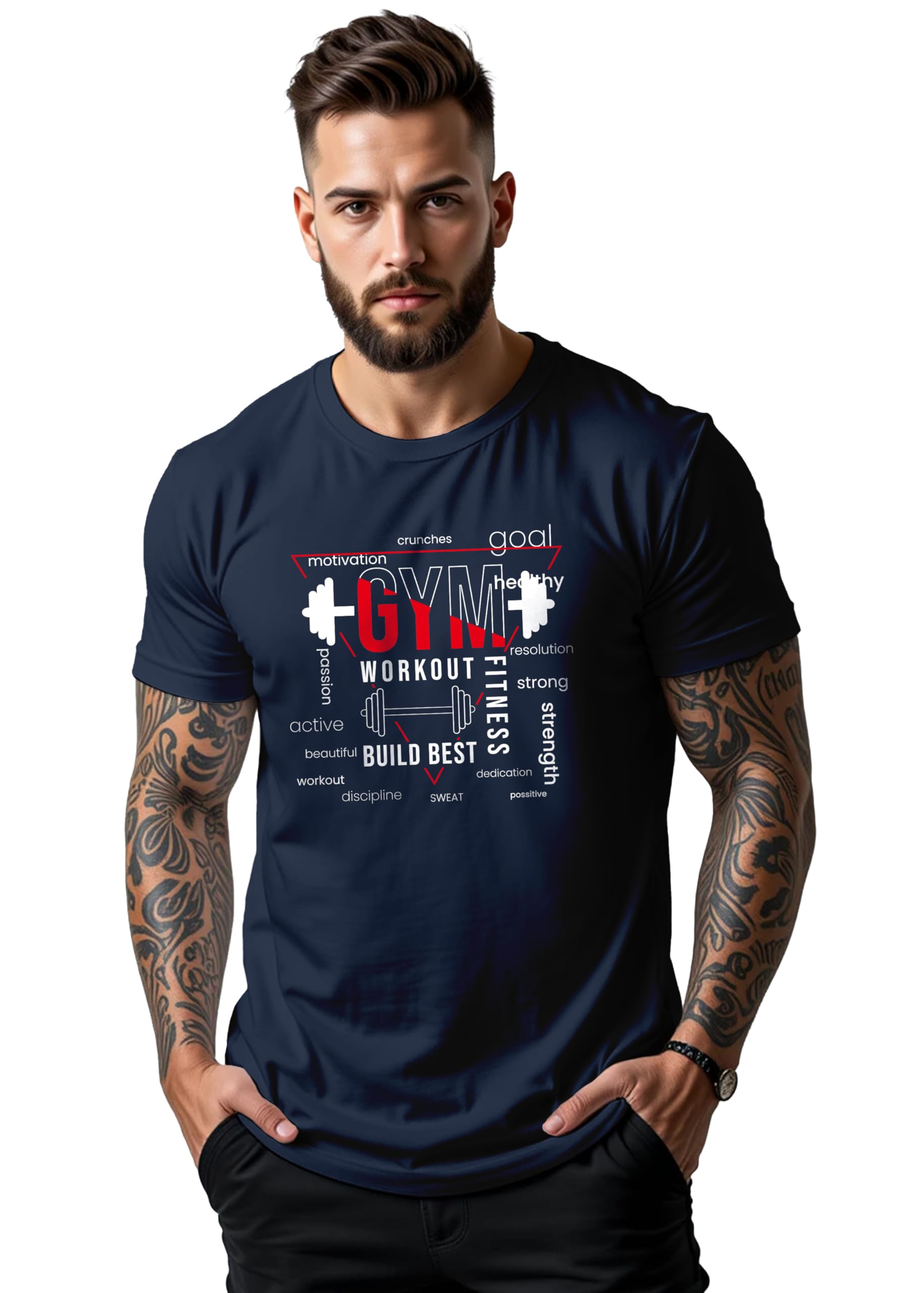 peppyzone Men's Regular Fit Gym Workout Cotton T Shirt for Men-picture-15