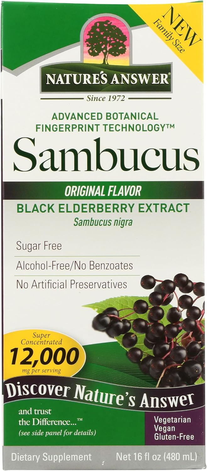 Nature's Answer Sambucus Elderberry Syrup 16 Ounce | Great Tasting Immune Support Supplement | Antioxidant, Vegan, Gluten Free, Made in USA | Single Count