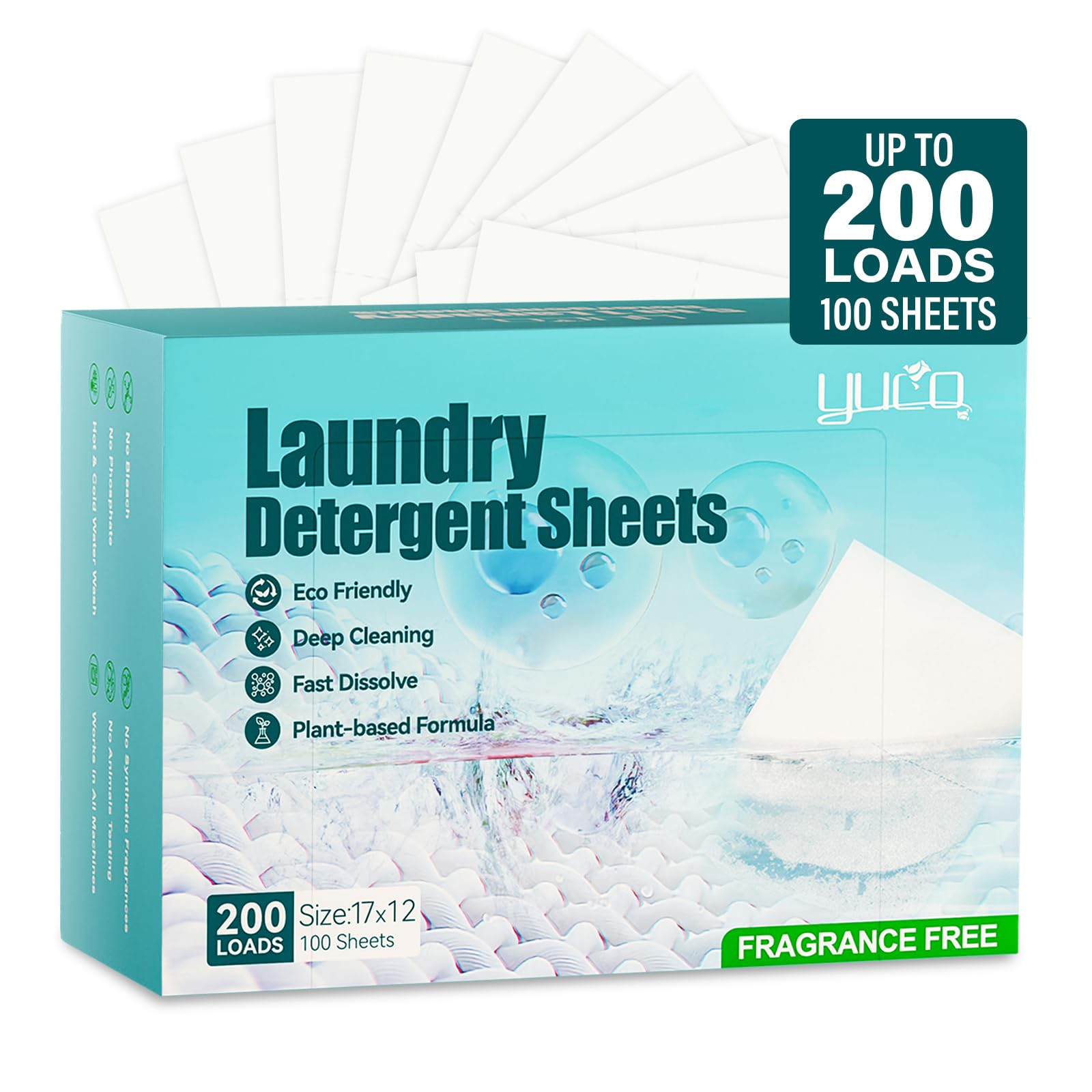 Laundry Detergent Sheets 200 Loads Unscented Laundry Soap Sheets Compact Lightweight Liquidless Biodegradable Plastic Free Alternative to Liquid