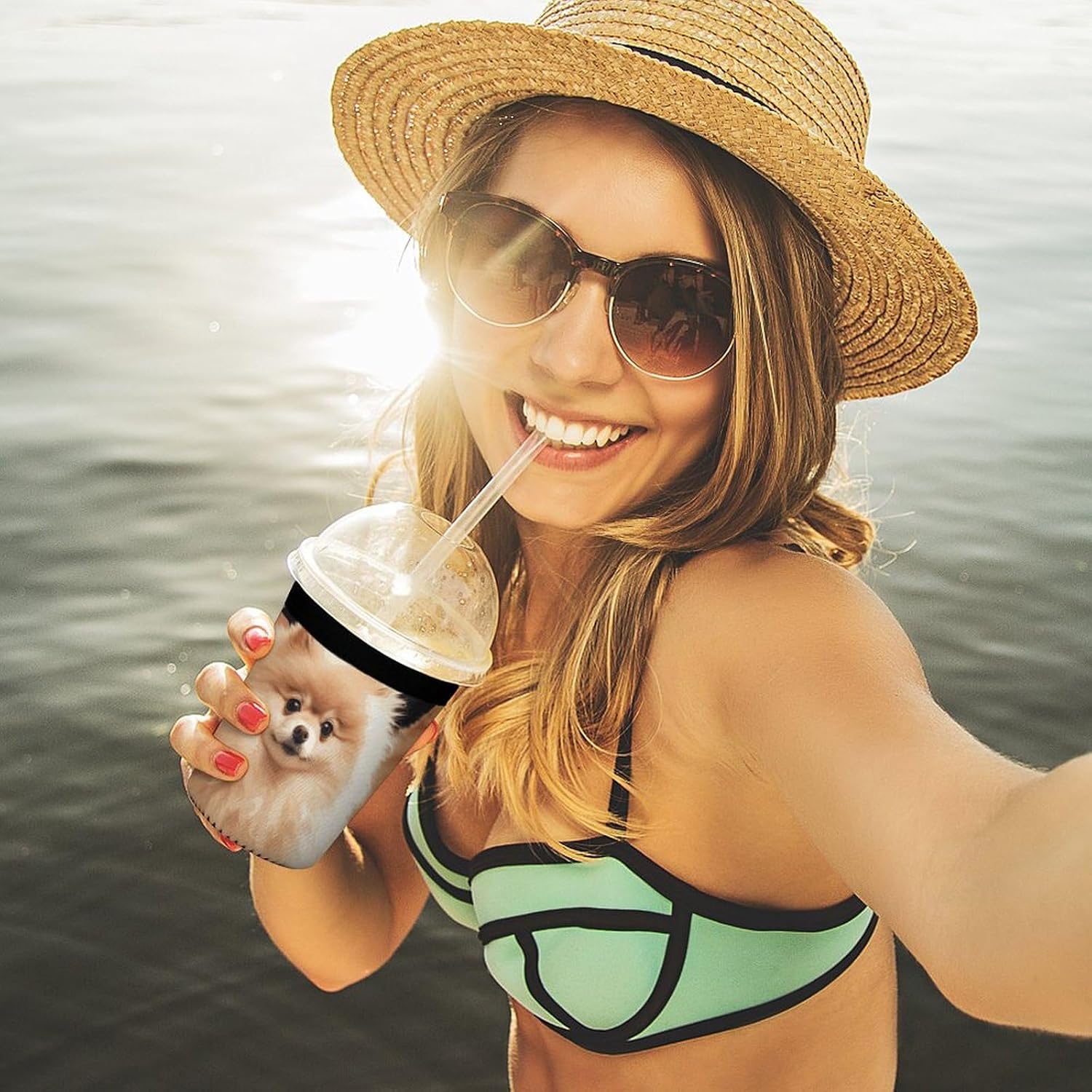 3 Pack Neoprene Cup Sleeves, Stretchy Reusable Drink Cup Cover Universal