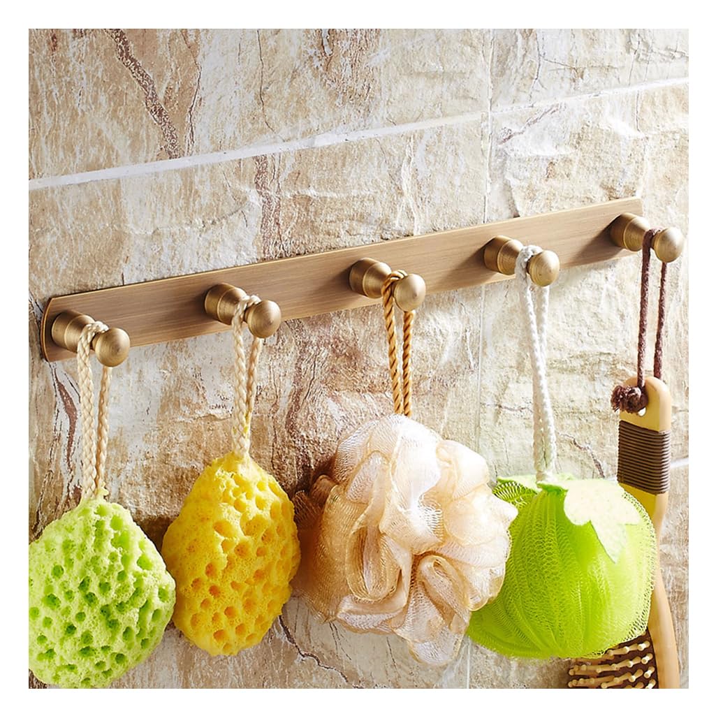 Zhouxiao Gold Brass Coat Rack Wall Mounted With Hooks, Modern Heavy Duty Coat Hook Rail, Robe And Towel Hooks Rack For Bathroom, Entryway, Mudroom, Hats 6Hook