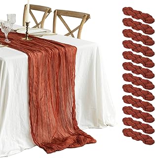 12 Pcs Terracotta Cheesecloth Table Runner 10FT, Gauze Table Runner,Vintage Gauze Table Runner Boho Tablecloth,Rustic Romantic Wedding Runner