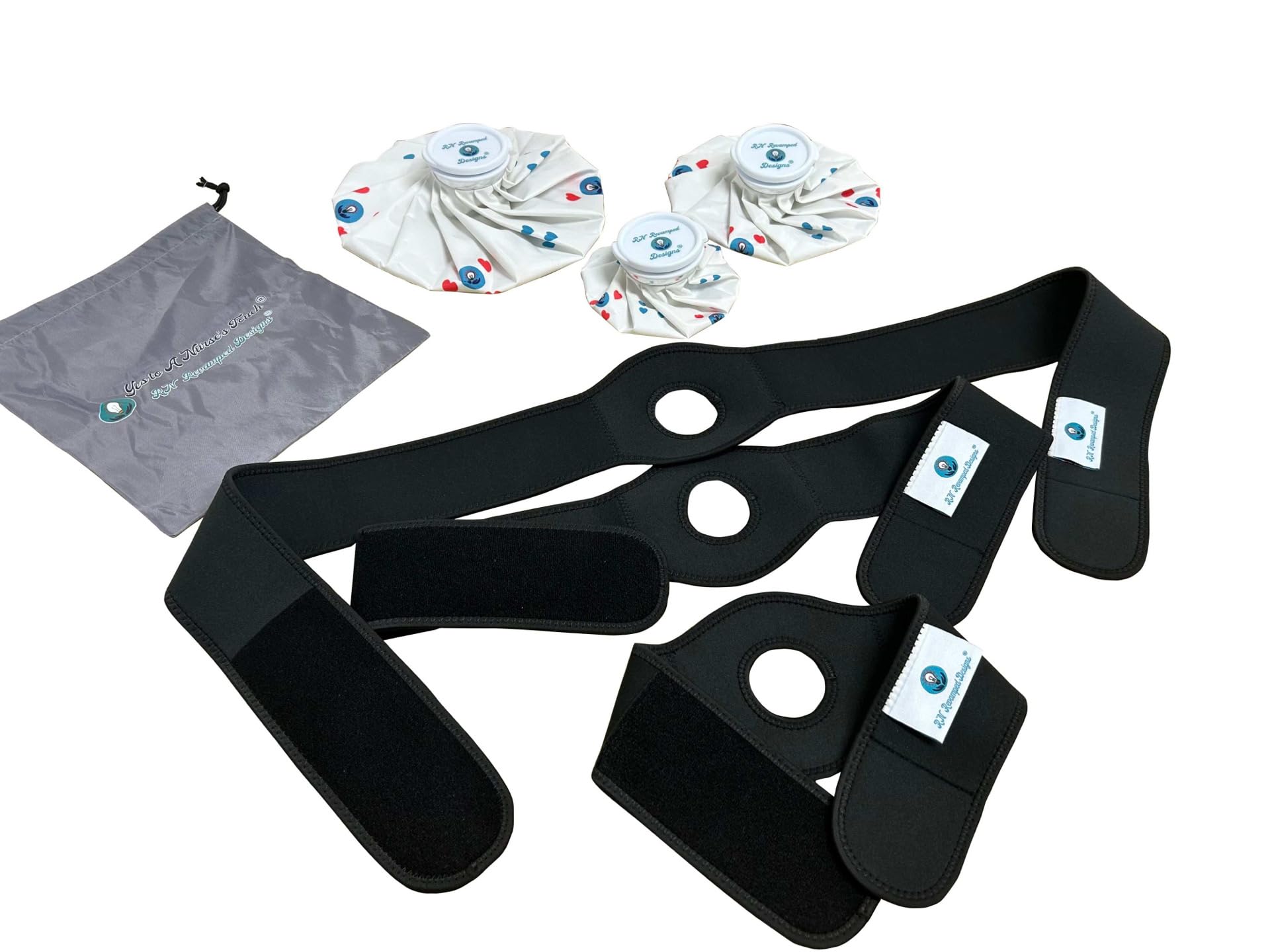 Classic Ice Packs for Injuries with Adjustable Securing Wrap, Hot or Cold Therapy, Refillable Packs, First Aid, Arthritis, Menstrual Cramps, Swelling,