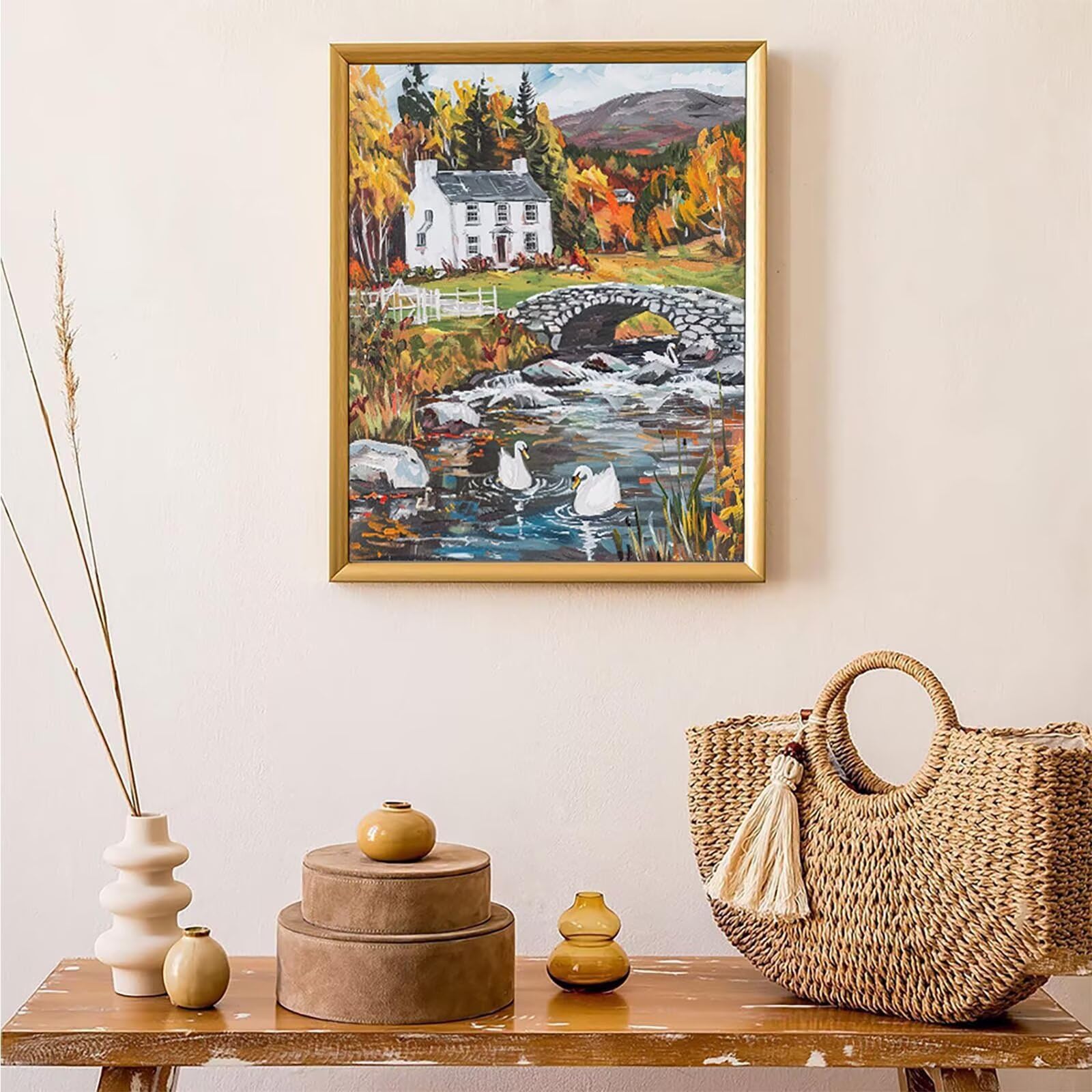 Diamond Painting Paesaggio, Diamond Painting Erwachsene Casa Bastelset, DIY Diamant Malerei Runder Vollbohrer Diamanten Kinder Malerei Stickerei Kreuzstich Dekoration, Geschenk 90 x 120 cm PJY9 5-G