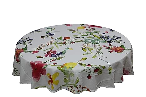 Oasis 100% Cotton Floral Printed Round Table Cloth Pack of 1 6 Seater Table Cloth