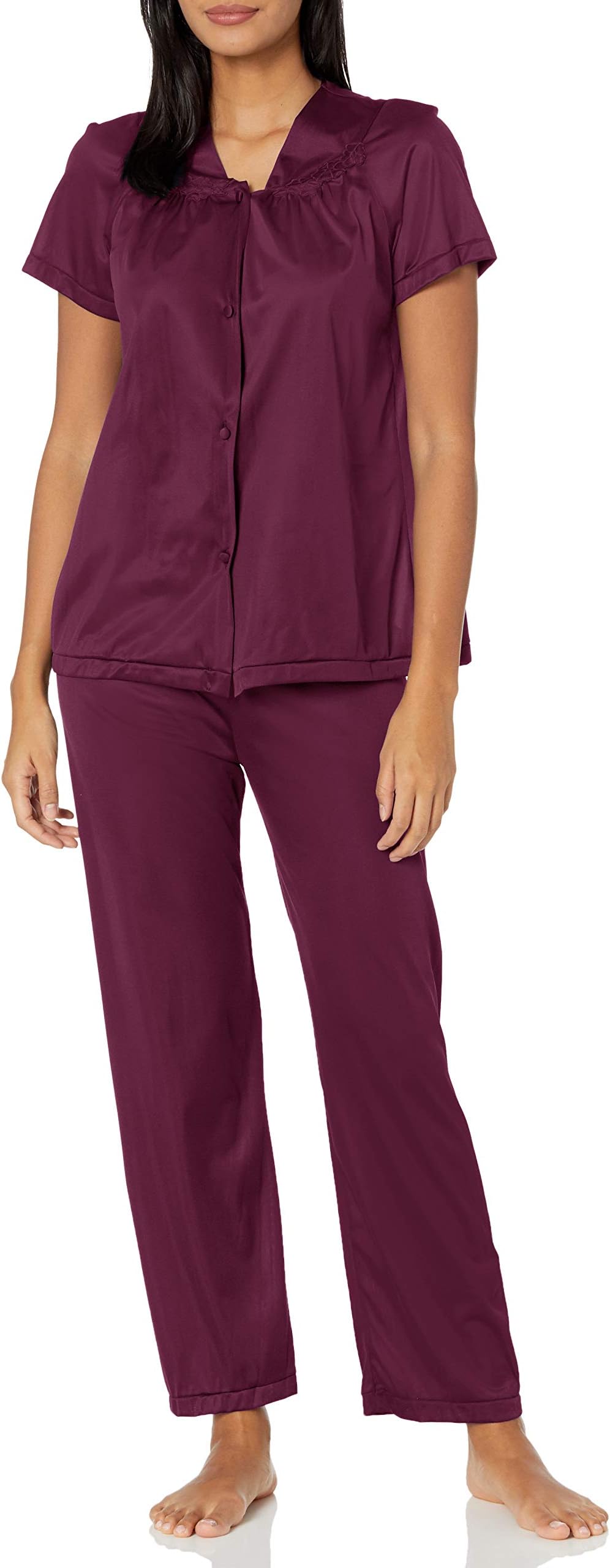 Exquisite Form Clothing 90107 Women’s Nylon Tricot Short Sleeve Matching Pajama Set
