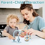 Baby Sensory Suction Toy for High Chair, Food-Grade Silicone Pull String with Wooden Loop, Montessori Educational Toy for Babies 6-24 Months, Fun Bath & Table Activity Gift for Easter Christmas, Blue