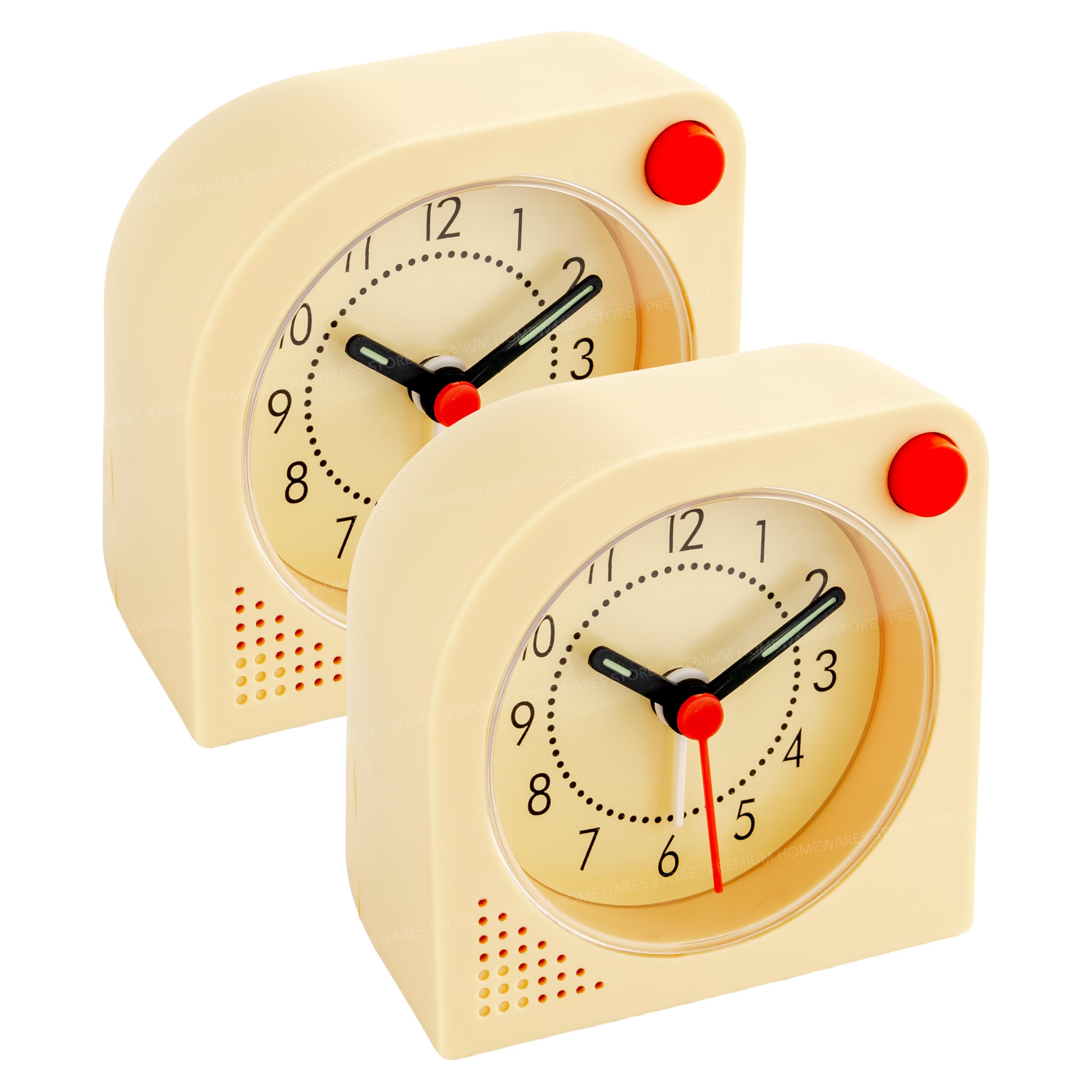 Reloj despertador analógico básico amarillo de 8 cm que funciona con pilas TJINGA 1