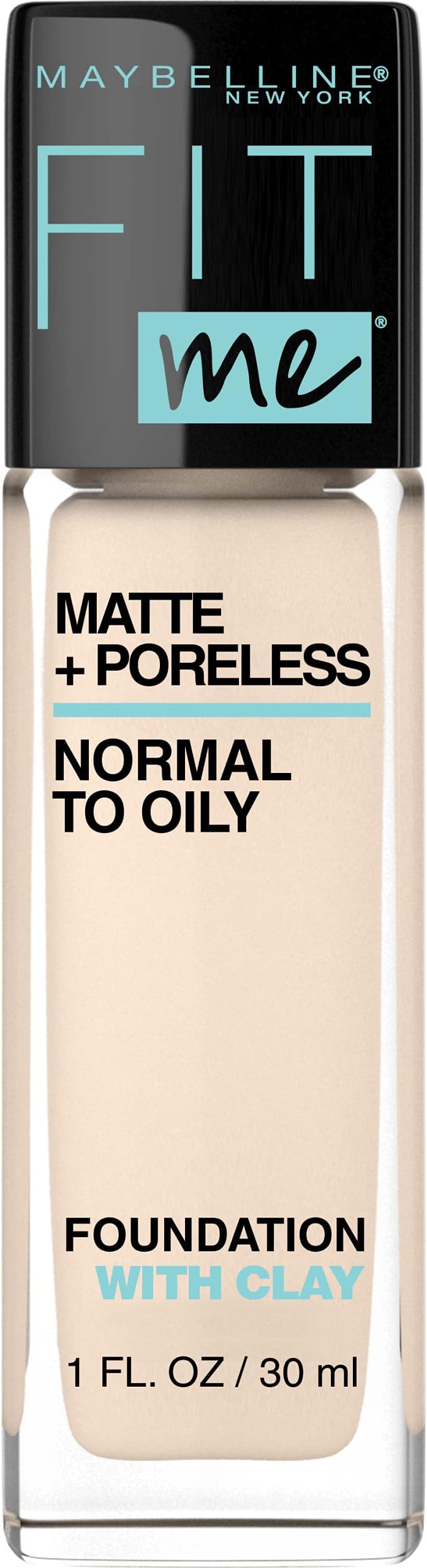 Maybelline New York Fit Me Matte + Poreless Powder Liquid Full Coverage Foundation For Oily Skin, Porcelain, 1 Fl Oz, Pack Of 1