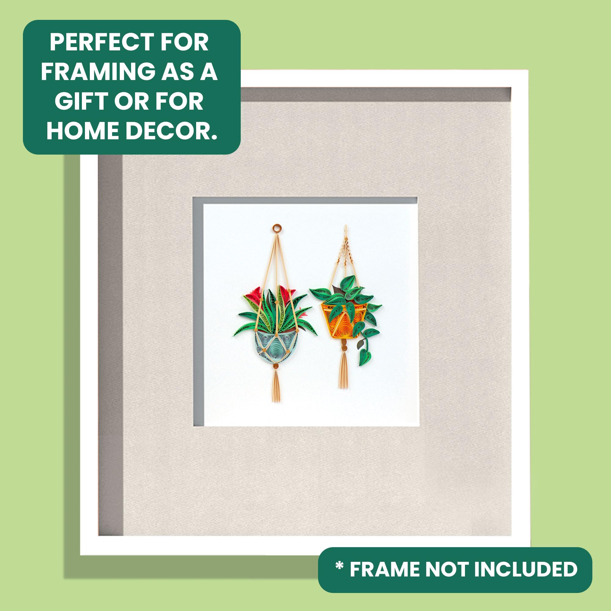 Quilling Bright Macrame Plant Happy Plant Home Hand-Finished Art Greeting Card Frameable Art - Image 2