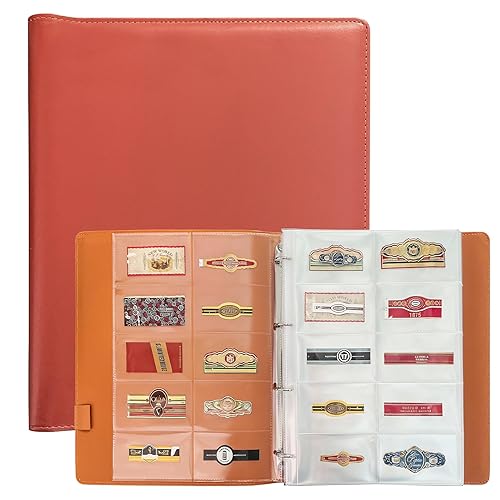 Cigar Label Album Binder, 50-Sheet Refillable Collector Book Holds 1000