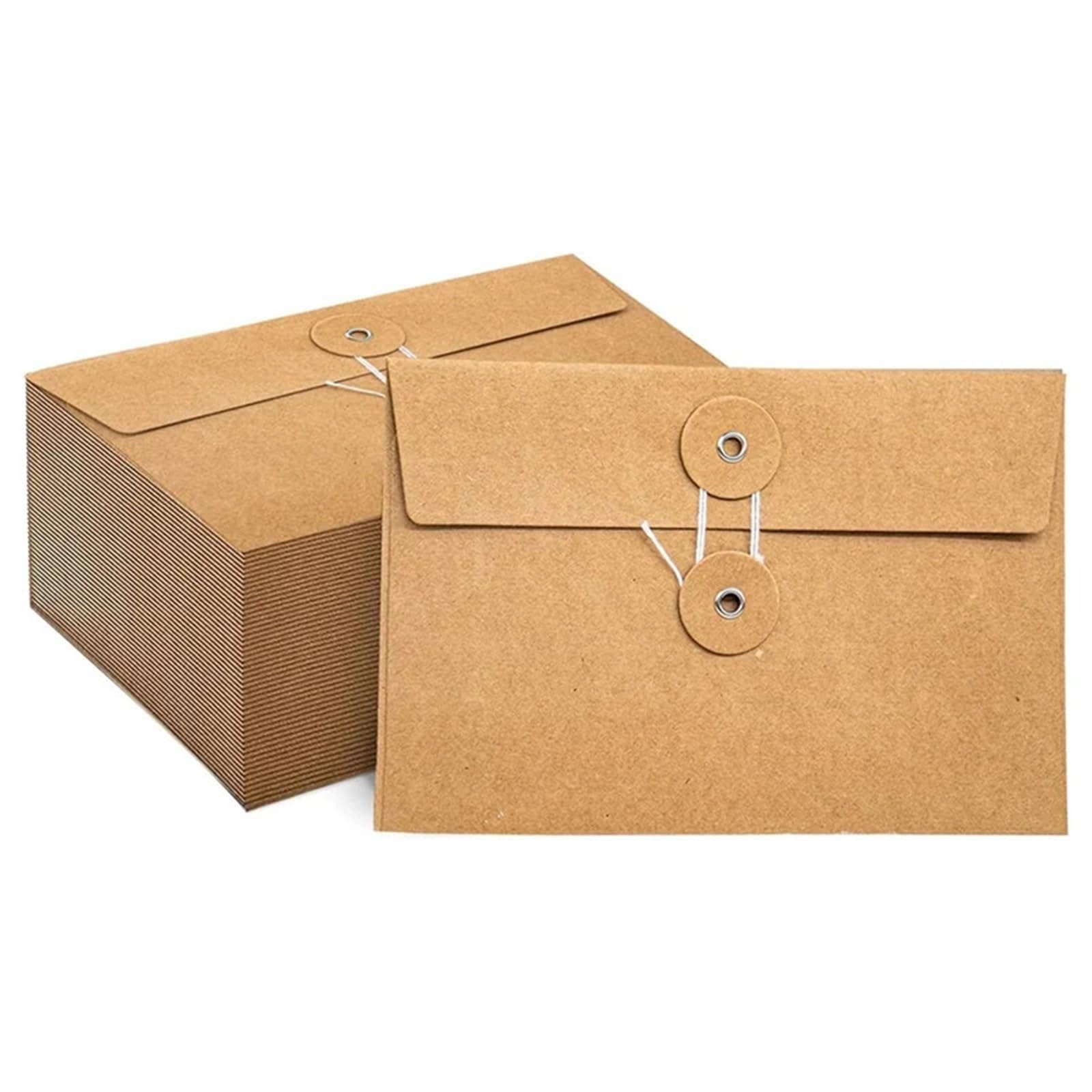 Koperty z papieru kraftowego 40–100 szt. Brązowe koperty Manilla z zapięciem na sznurek Kieszenie projektowe Organizer na dokumenty, 100 x 16,7 cm (100 szt.)