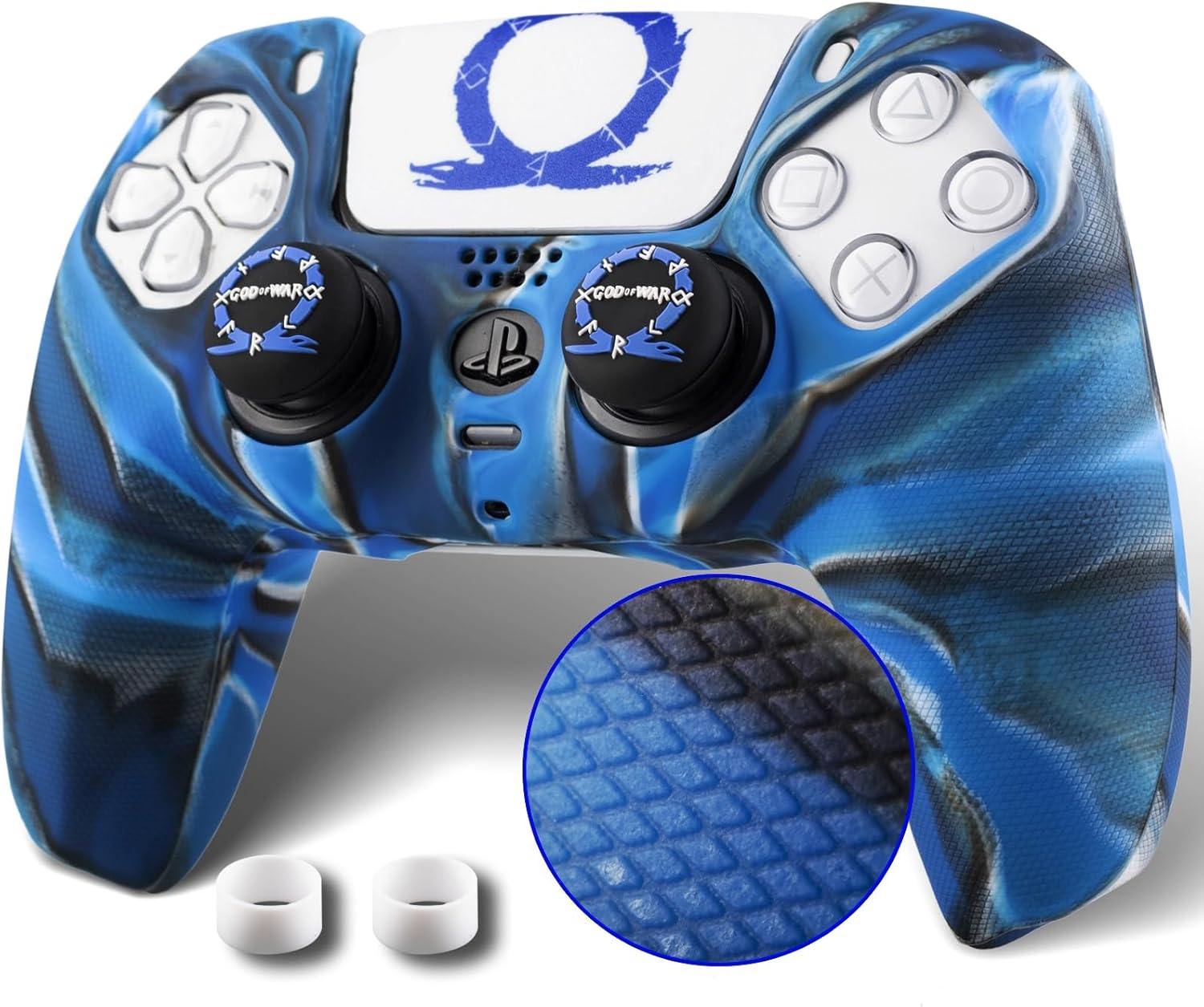 Non-Slip Silicone Cover for PS5 Controller with Thumbstick Caps x 2 & Sticker x 1(GOWV)