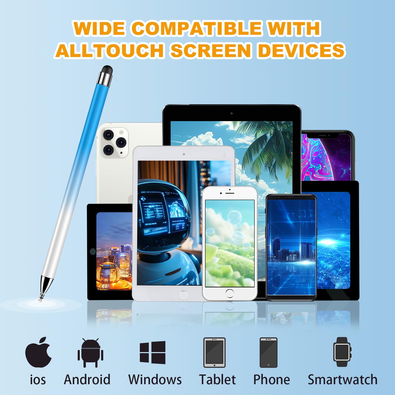 Stylus (7 Stück), 2-in-1 Stylus Pen für Touchscreen, hohe Präzision und Empfindlichkeit, geeignet für iPad/iPhone/Samsung/Android Smartphone und Tablets, kompatibel mit allen Touchscreens