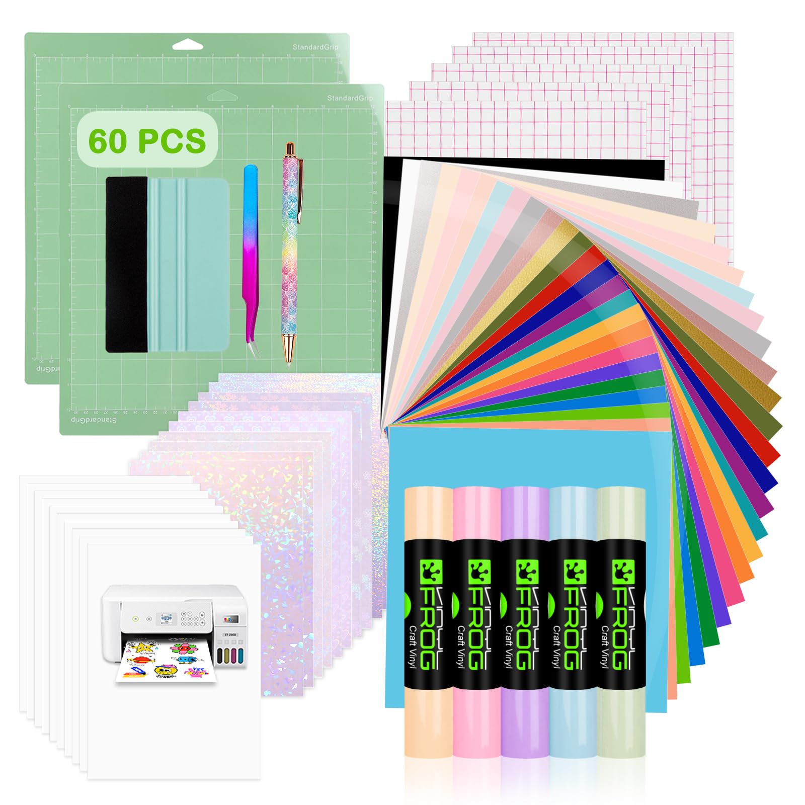 Vinyle adhésif permanent pour Cricut avec outils de désherbage pour échenillage facile - 8
