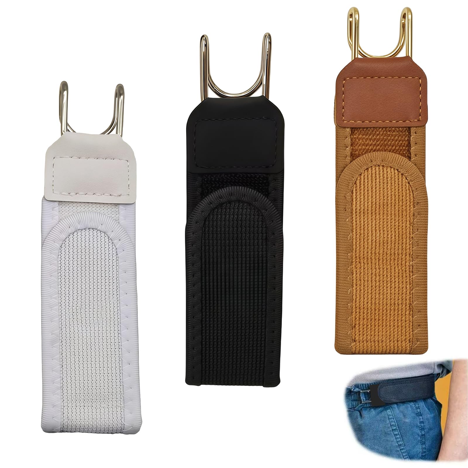 Cinturón sin hebilla para hombre y mujer, cinturón elástico sin hebilla, ajustable con ganchos metálicos, con ganchos invisibles
