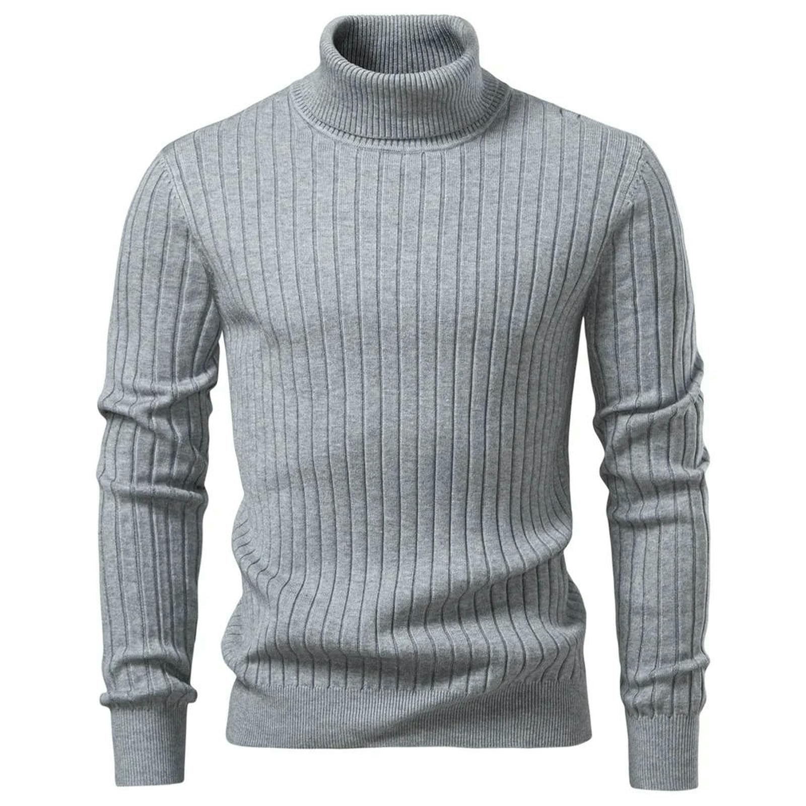 Maglione Uomo Maglione Dolcevita Casual Caldo Invernale da Uomo, A Righe, Tinta Unita-Verde-M-Grigio-XL