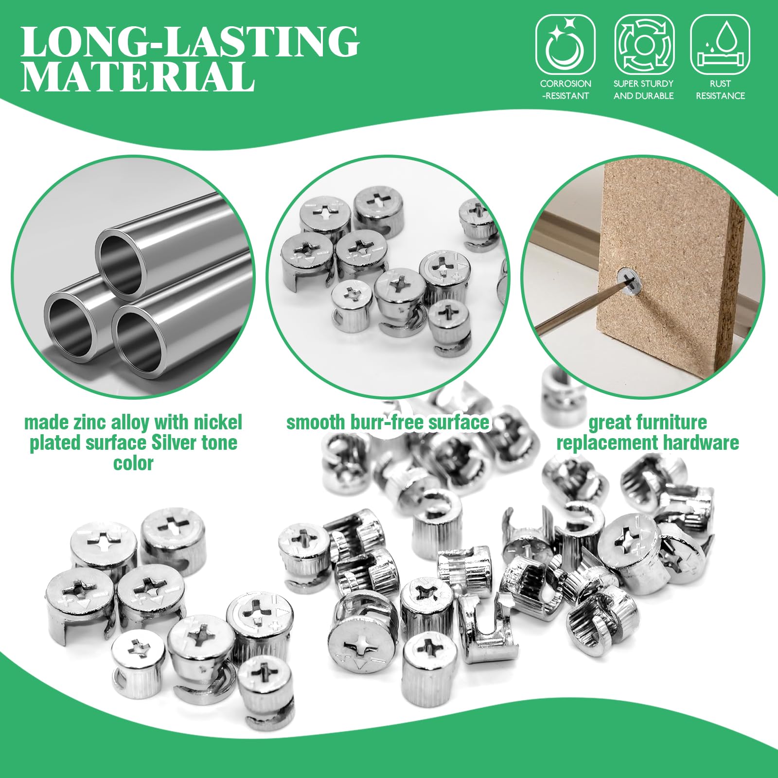 Tanstic 100Pcs 4 Sizes Furniture Connecting Cam Lock Fittings & 270Pcs...