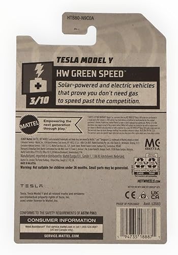 Miniatura 2 de Hot Wheels Tesla Model Y, HW Verde Speed 310 Azul 15250