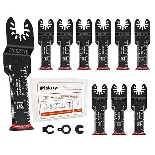 Piokrtye 10 hojas de sierra oscilantes extralargas  Cuchillas multiherramienta bimetálicas de borde de arco para madera con clavos, madera, metal,