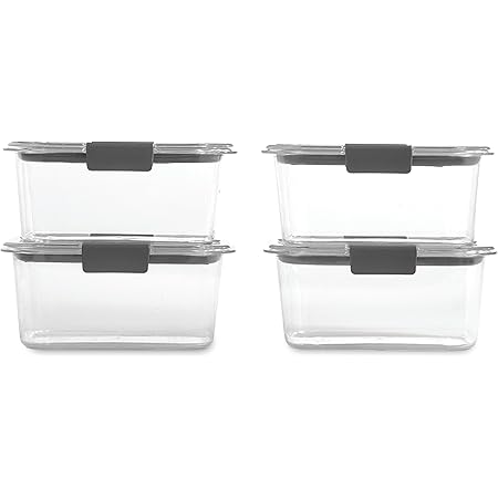 Rubbermaid Brilliance BPA Free Food Storage Containers with Lids, Airtight, for Lunch, Meal Prep, and Leftovers, Set of 4 (4.7 Cup)