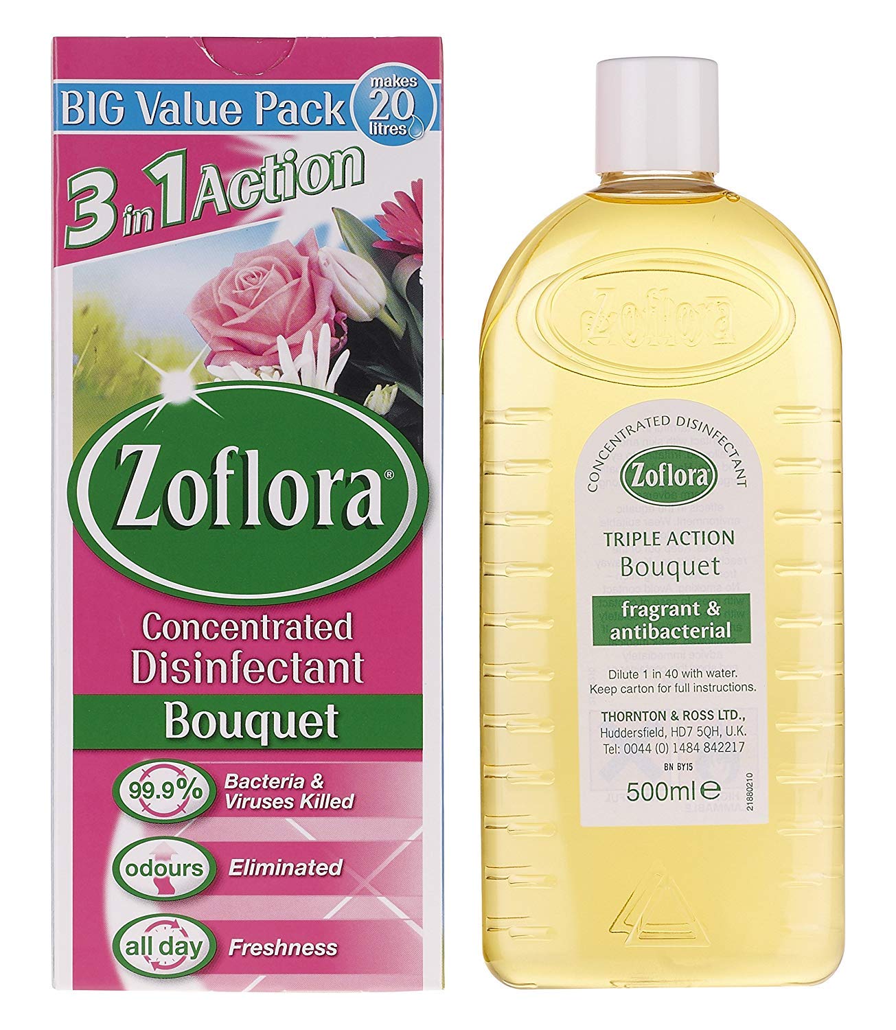Zoflora Bouquet 6pc x 500ml, Concentrated 3-in-1 Multipurpose Disinfectant Kills 99.9% of Bacteria & Viruses