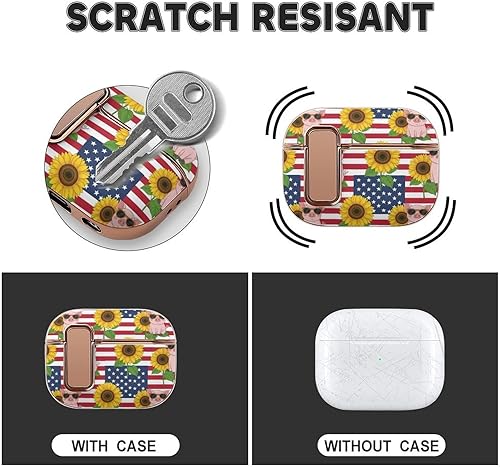 Miniatura 3 de Headphone Cases Cover Compatible with Airpods Pro 2 Case American Sunflower Flag Pig, Full Protective Plastic Accessories with Lock