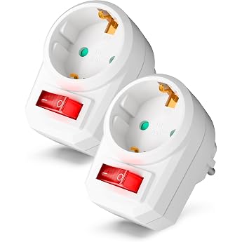 Switchable socket with switch socket switch 1-pin switched socket with child lock pack of 2