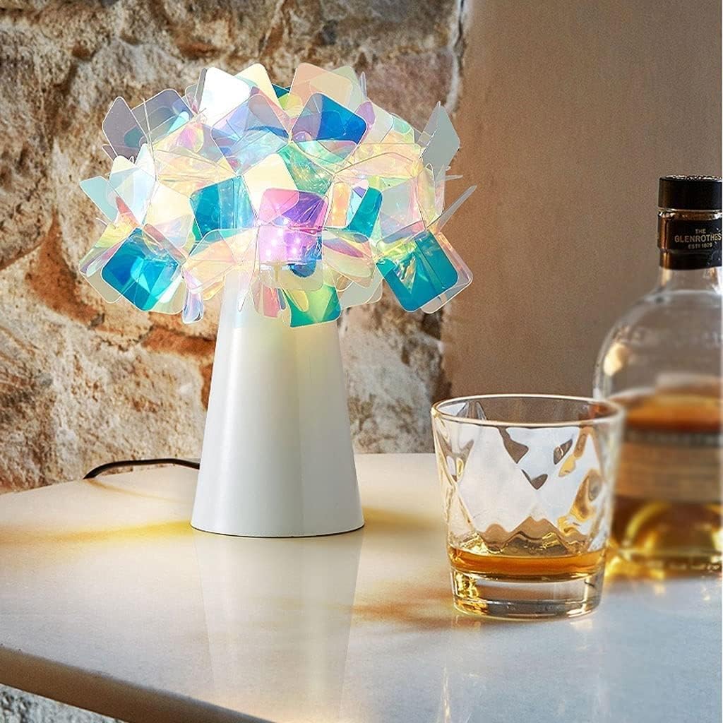 Lampa Stołowa Ładowana Lampka Nocna Żelazna Lampa Stołowa Z Abażurem PCV Kreatywna Do Salonu Sypialnia Do Domowego(Colorful)