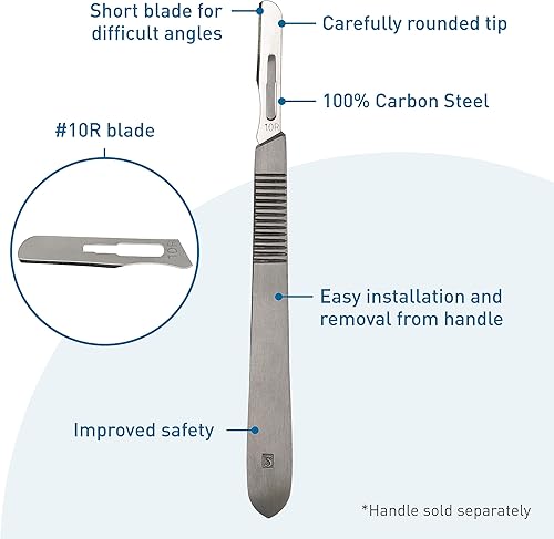 Miniatura 6 de BodyMed Cuchillas de dermaplaning #10R en acero al carbono, 100 piezas - Estériles para procedimientos quirúrgicos, cuidado de la piel, depilación y