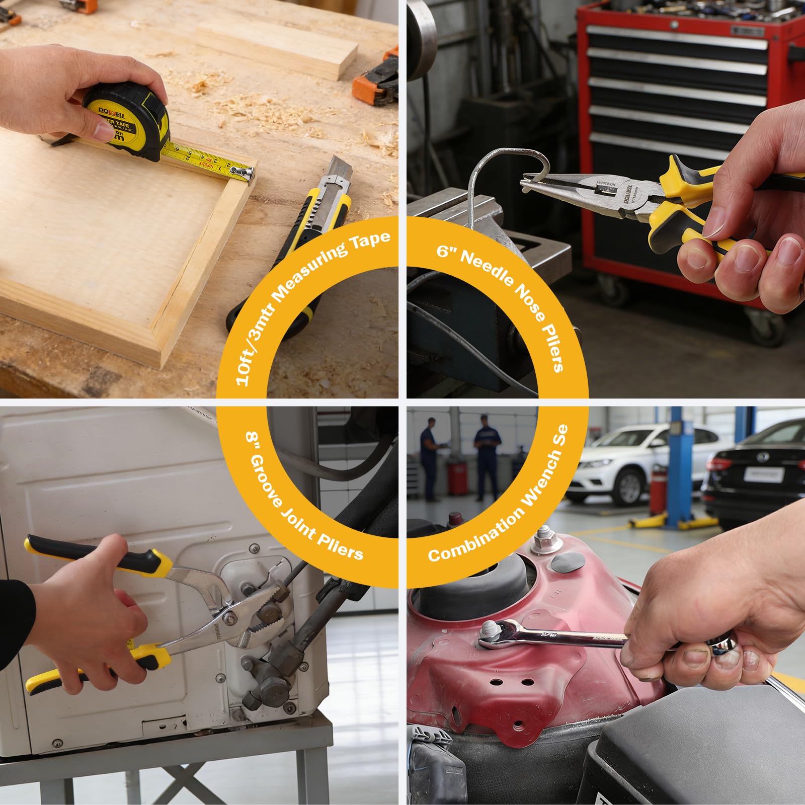 DOWELL Kit di attrezzi per meccanico, set di chiavi a cricchetto per riparazione auto, set di 168 pezzi, kit di utensili manuali, scatola di stoccaggio