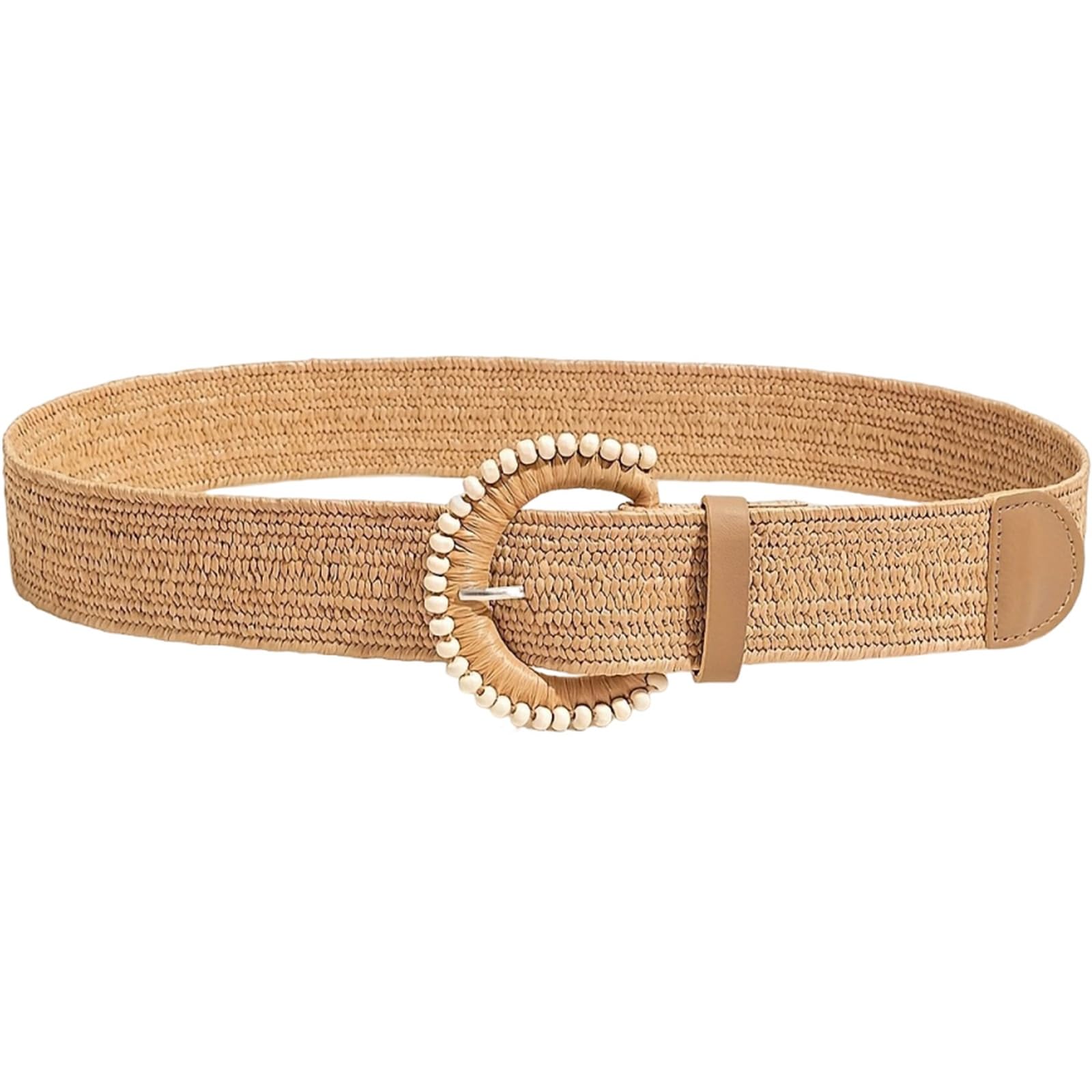 Agutalithic Women's Brown-Style7 Boho Woven Hollow Straw/Canvas Belt 4Cm Wide Braided Rattan Strap Fashion Waistband For Dress Jeans Pants(130Cm/51, )