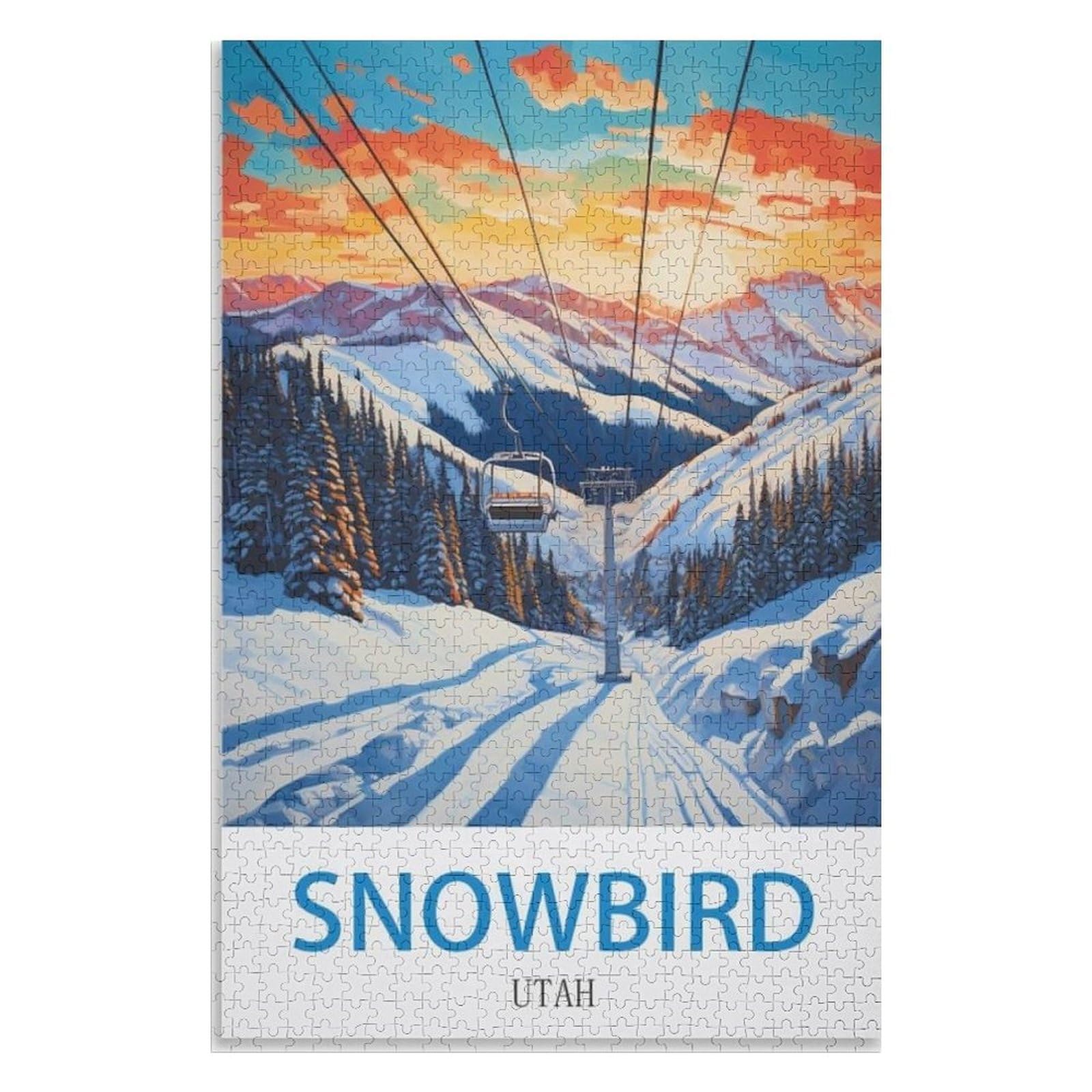 Recreation Suitable for Adults to Reduce Stress，Snowbird Utah，Adults 1000 Piece Jigsaw Puzzle- Christmas，38x26，paper puzzle，AA-735