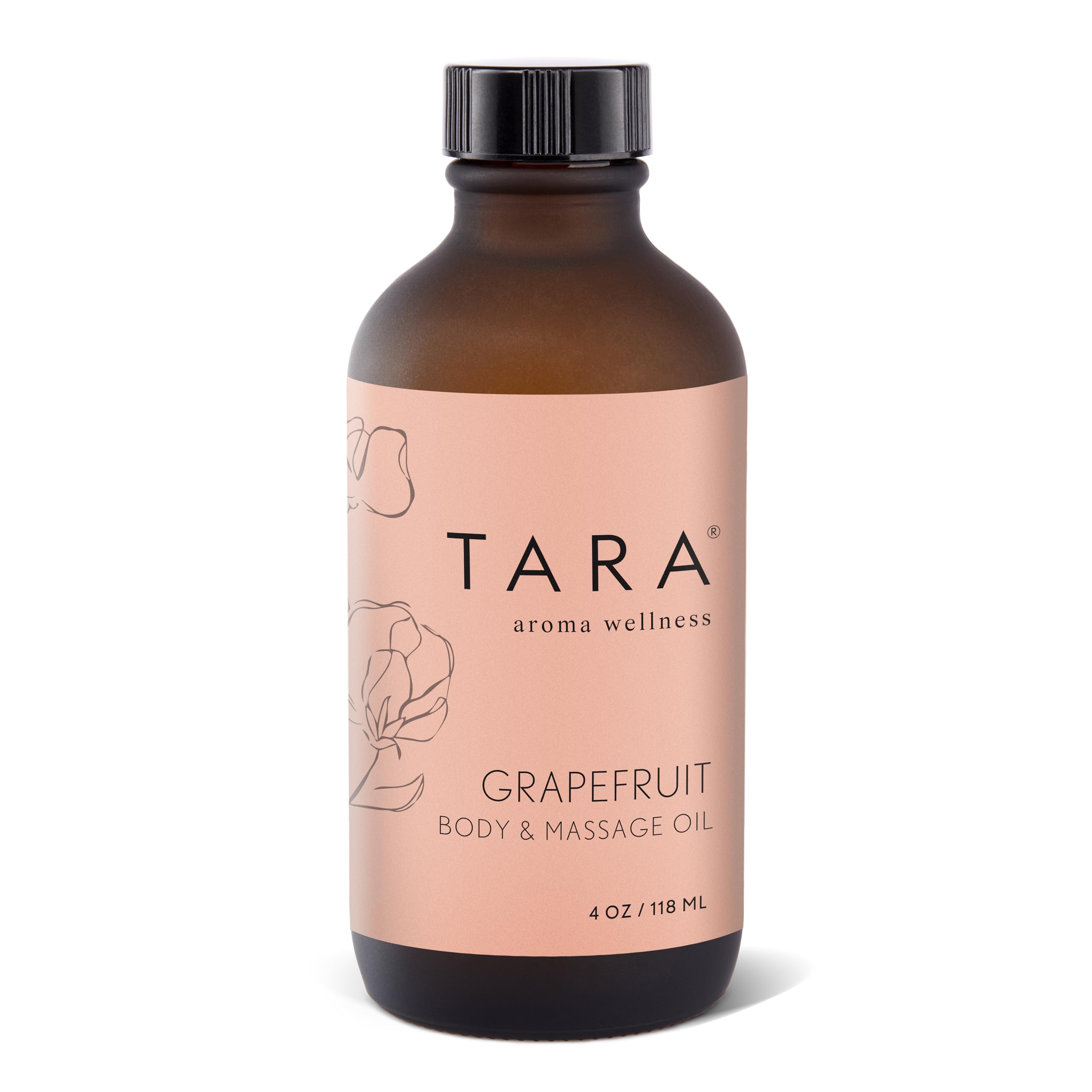 TARA Spa Therapy Grapefruit Massage Oil – Premium Organic Oil for Relaxation &amp; Stress Relief, 100% Pure Essential Oils, Grapefruit, 4 oz